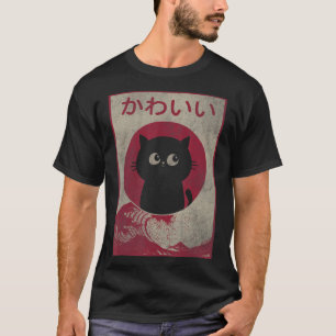 Vintage Kawaii Cat Japanese Black Anime Gift Girls T-Shirt