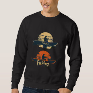 Vintage Kayak Fishing Silhouette Design Sweatshirt