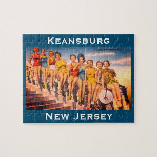 Vintage Keansburg, NJ Beach Scene - Jersey Shore Jigsaw Puzzle