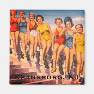 Vintage Keansburg, NJ Beach Scene - Jersey Shore Magnet