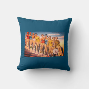 Vintage Keansburg, NJ Beach Scene - Jersey Shore Throw Pillow