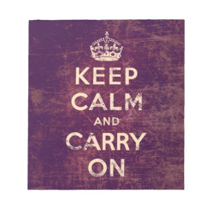 Vintage keep calm and carry on notepad