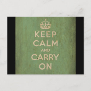 Vintage Keep Calm And Carry On Postcard