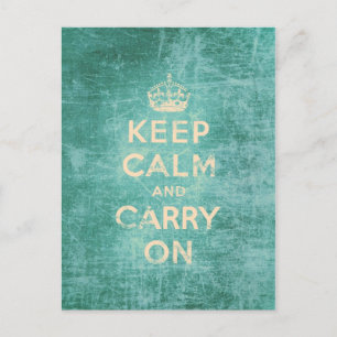 Vintage keep calm and carry on postcard