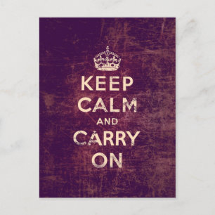 Vintage keep calm and carry on postcard