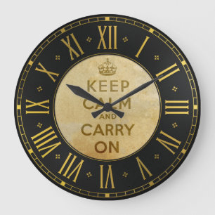 Vintage Keep Calm And Carry On Wall Clock