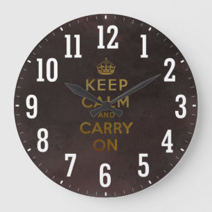 Vintage Keep Calm And Carry On Wall Clock