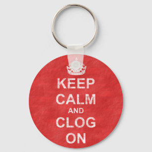 Vintage Keep Calm and Clog On Keychain