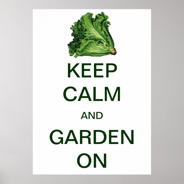 Vintage Keep Calm and Garden On Lettuce Poster (Front)