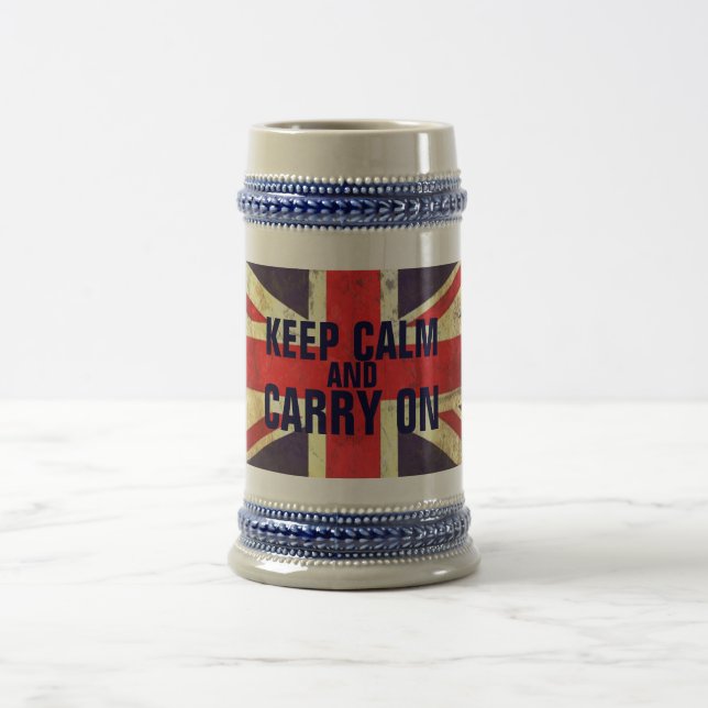 Vintage KEEP CALM  UK Flag GIFTS Beer Stein (Center)
