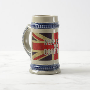 Vintage KEEP CALM UK Flag GIFTS Beer Stein