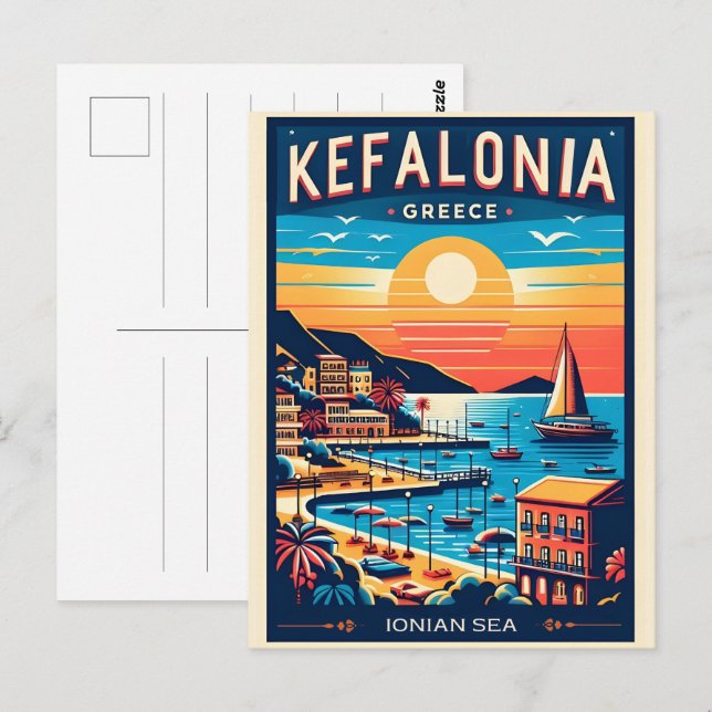 vintage kefalonia greece travel souvenirs postcard (Front/Back)