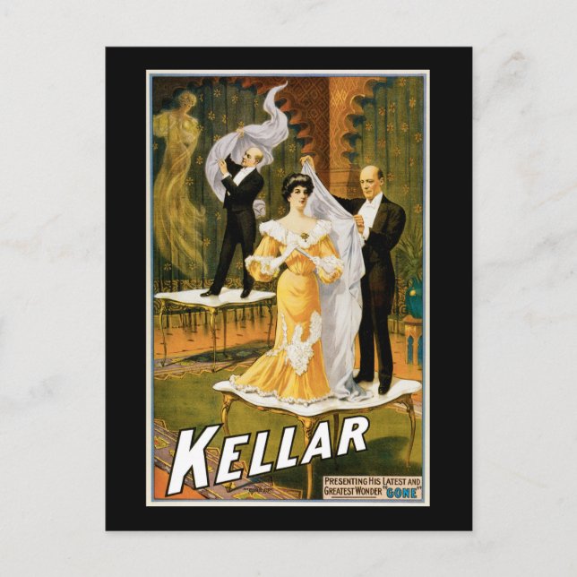 Vintage Kellar Greatest Wonder "Gone" Poster Postcard (Front)