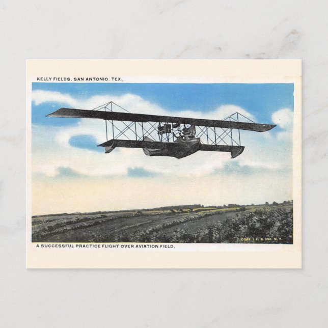 Vintage Kelly Fields Aviation Field Airplane Test Postcard (Front)