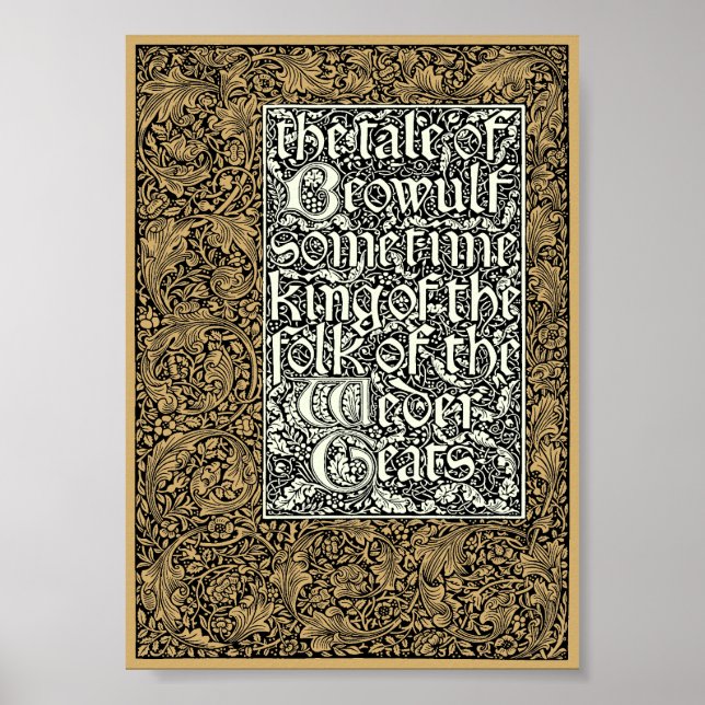 Vintage Kelmscott Press William Morris Beowulf Poster (Front)