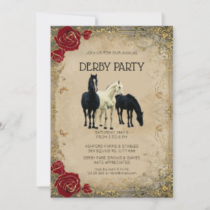 Vintage Kentucky Derby Party Invitation Horses Ros