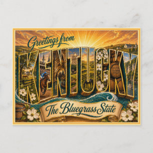 Vintage Kentucky Greeting From Postcard