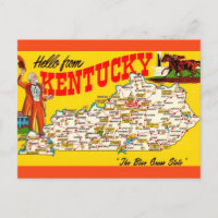 Vintage Kentucky Map Postcard