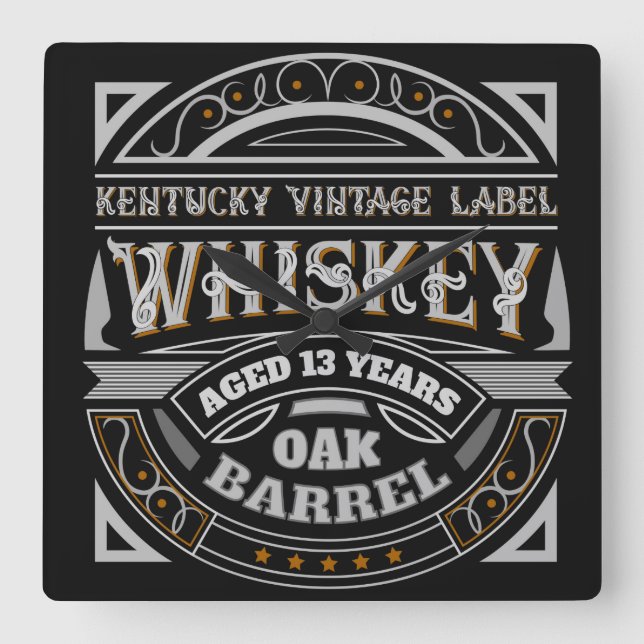 Vintage Kentucky Whiskey  Square Wall Clock (Front)