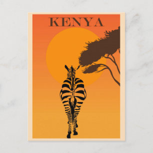 Vintage Kenya Africa African Zebra Travel Postcard
