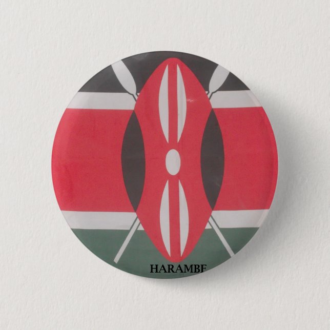 Vintage Kenya Flag Harambe Design 2 Inch Round Button (Front)
