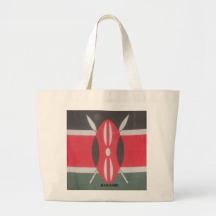 Vintage Kenya Flag Harambe Design Large Tote Bag