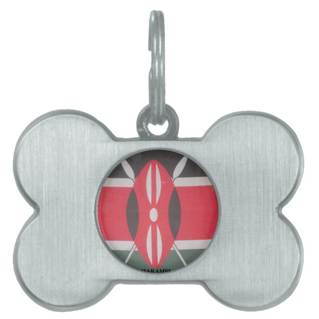 Vintage Kenya Flag Harambe Design Pet Tag (Front)