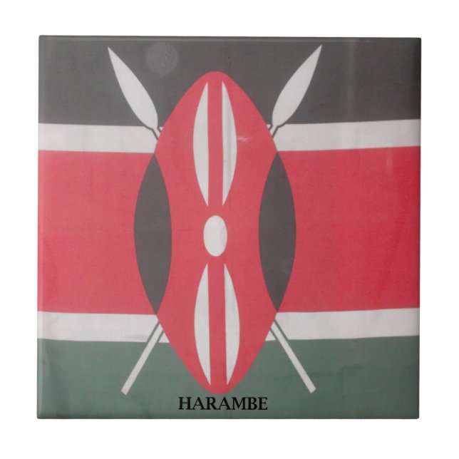 Vintage Kenya Flag Harambe Design Tile (Front)