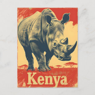 Vintage Kenya Rhino Postcard