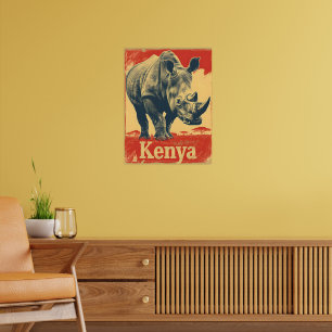 Vintage Kenya Rhino Poster