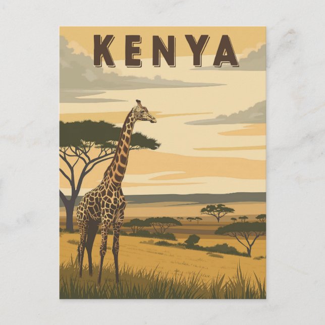 Vintage Kenya Travel - African Giraffe  Postcard (Front)