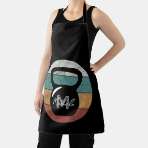 Vintage kettlebell custom monogram name initial apron