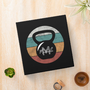 Vintage kettlebell custom monogram name initial binder