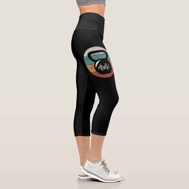 Vintage kettlebell custom monogram name initial capri leggings (Right)