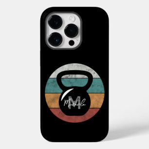 Vintage kettlebell custom monogram name initial Case-Mate iPhone 14 pro case