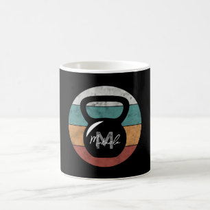 Vintage kettlebell custom monogram name initial coffee mug