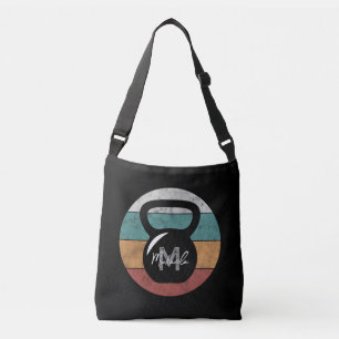 Vintage kettlebell custom monogram name initial crossbody bag