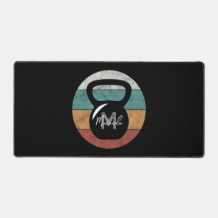 Vintage kettlebell custom monogram name initial desk mat