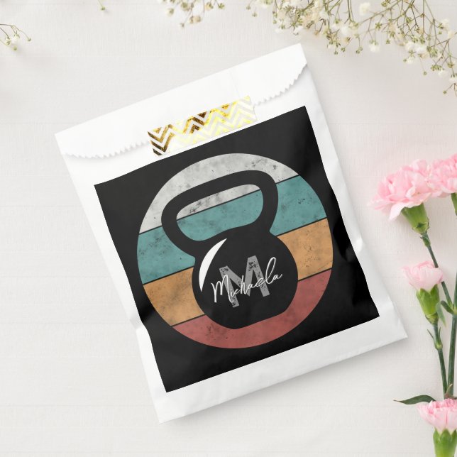 Vintage kettlebell custom monogram name initial favour bag (Sealed)