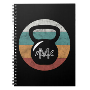 Vintage kettlebell custom monogram name initial notebook