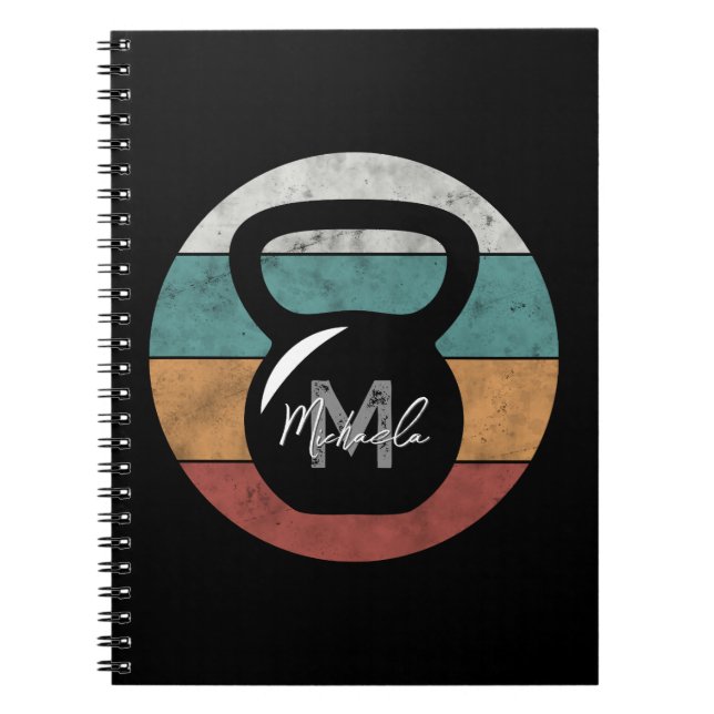 Vintage kettlebell custom monogram name initial notebook (Front)