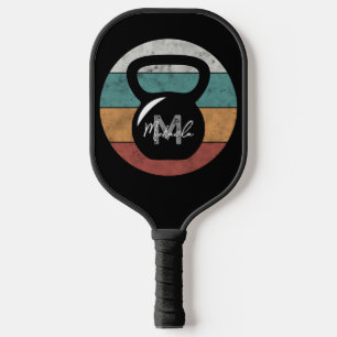 Vintage kettlebell custom monogram name initial pickleball paddle
