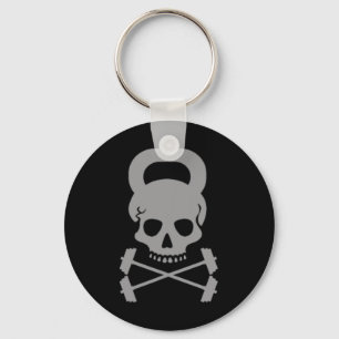 Vintage Kettlebell Fitness Skull Designer Workout  Keychain