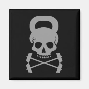 Vintage Kettlebell Fitness Skull Designer Workout Magnet