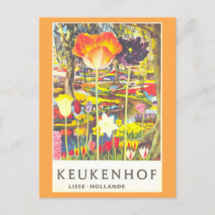 Vintage Keukenhof Holland Tulip Travel Poster Postcard