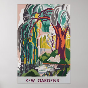 Vintage Kew Gardens London Travel Poster Botanical