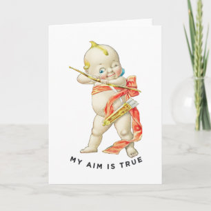 Vintage Kewpie Cupid My Aim Is True Valentine  Card