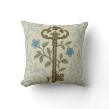 Vintage Key & Blue Floral Scroll Square 