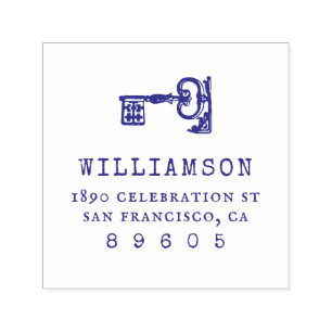 Vintage Key Family Name Return Address Self-inking Stamp