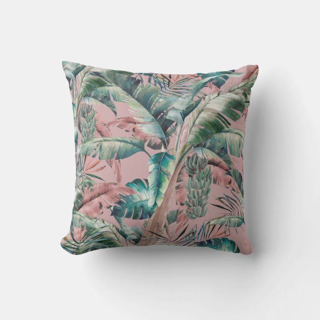 Vintage Key Largo Banana Palm Throw Pillow (Front)